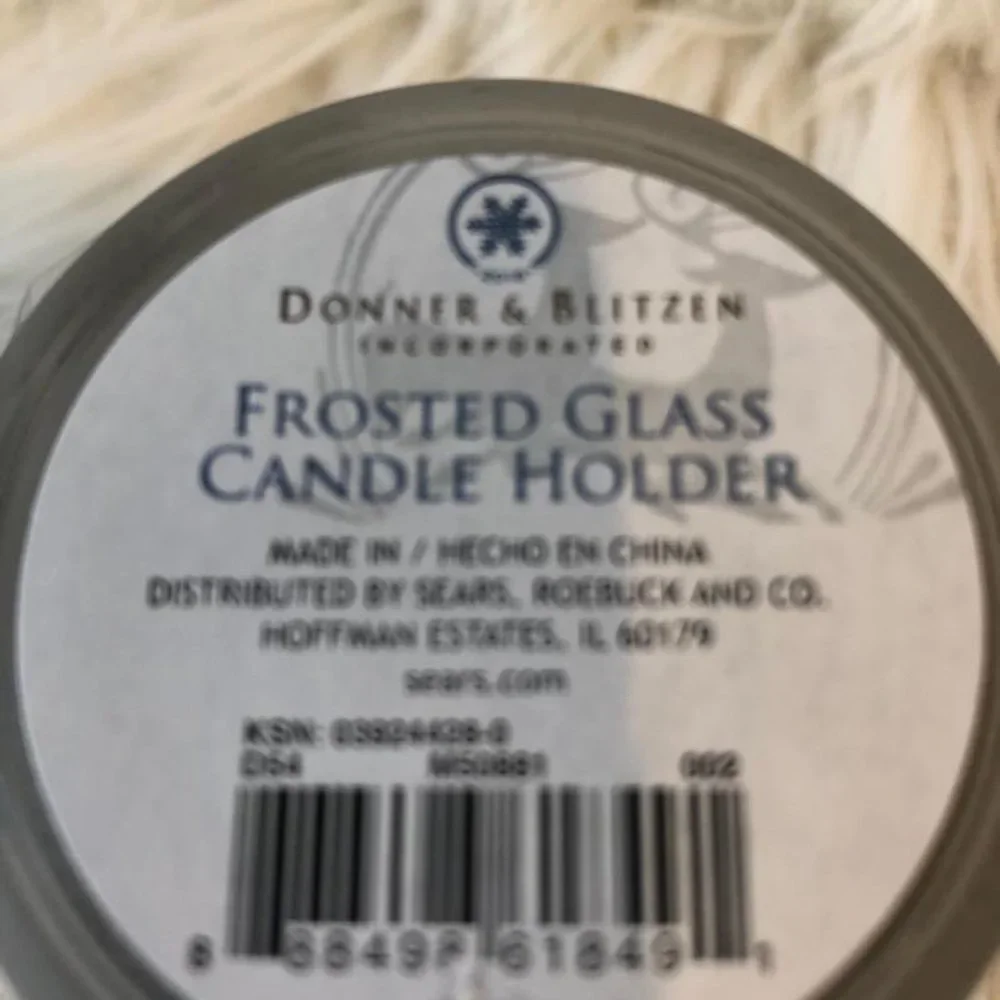 Donner & Blitzen Frosted Glass Candle Holder